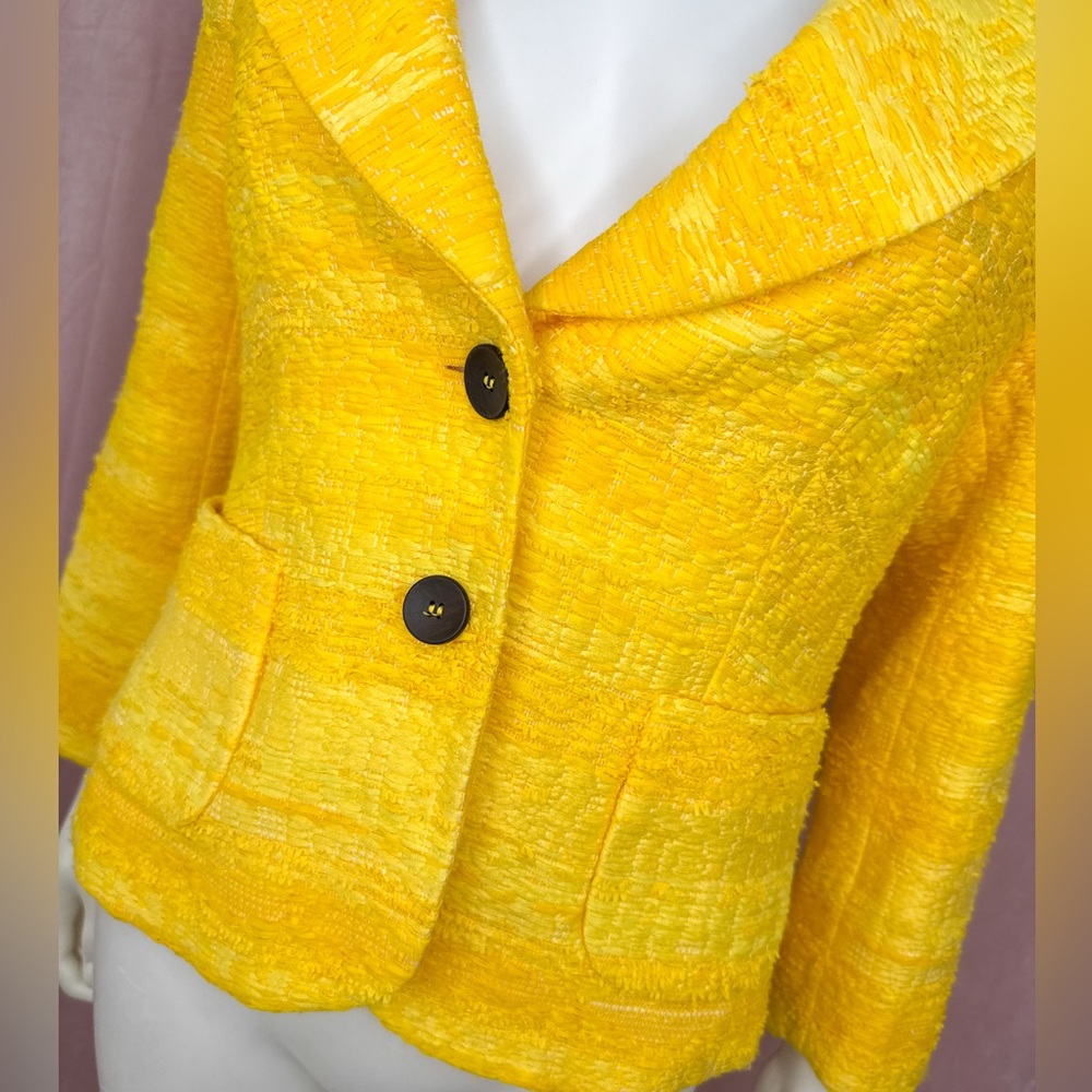Escada Womens Yellow Blazer Jacket Size US 10 Designer - Picture 2 of 9